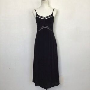 GB Women Elegant Witchy Black Crochet Knit Spaghetti Straps Slip Event Dress S